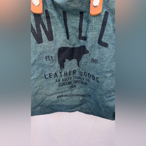 Will Teal Travel Tote, Leather Straps, Sinch Top - Picture 3 of 5